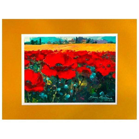Poppies On Provence by James Coleman (matted print)-James Coleman,Matted Prints,No Frame