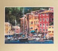 Portofino Afternoon by James Coleman (matted print)-James Coleman,Matted Prints,No Frame