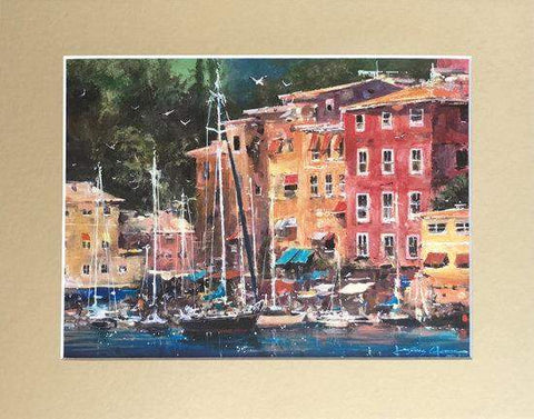 Portofino Afternoon by James Coleman (matted print)-James Coleman,Matted Prints,No Frame
