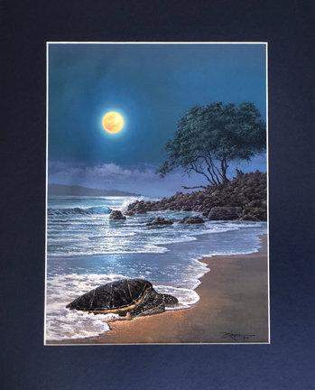 Honu By The Sea by Rodel Gonzalez (matted print)-Matted Prints,No Frame,Rodel Gonzalez
