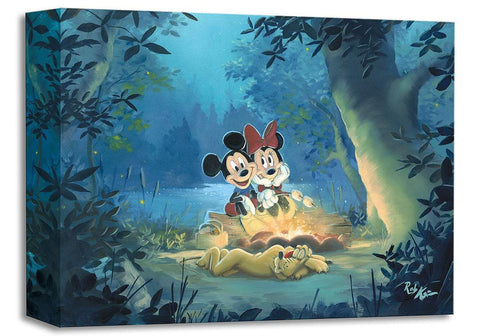 Mickey Mouse and Minnie ''Family Camp Out'' by Rob Kaz, Giclée on Canvas, Disney Treasure-Canvas Collectible,Disney,Giclee On Canvas,No Frame,Rob Kaz