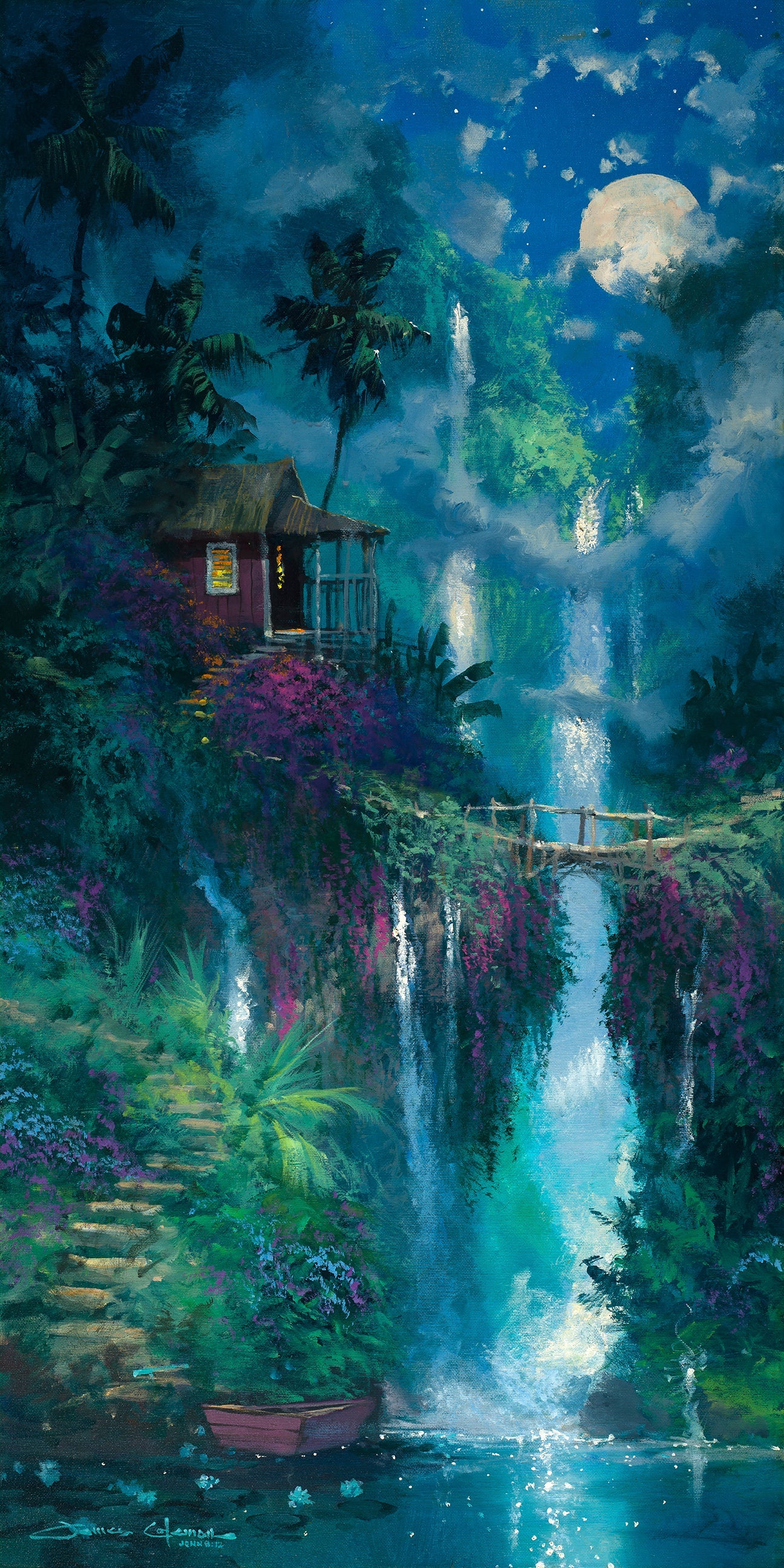 ２１５７❣️　James Coleman Night Paradise James Coleman Signed Giclee Print In the Glow of the