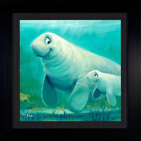 Mother Daughter Swim by Rob Kaz (framed metal print)-Framed Art,le,metal prints,new,Rob Kaz