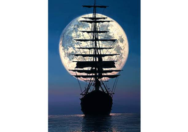 Sailing To The Moon by Rodel Gonzalez (framed canvas giclee)-fota,Framed Art,Giclee On Canvas,le,Rodel Gonzalez