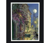 Nighttime On The Canal by James Coleman (matted print)-James Coleman,Matted Prints,No Frame