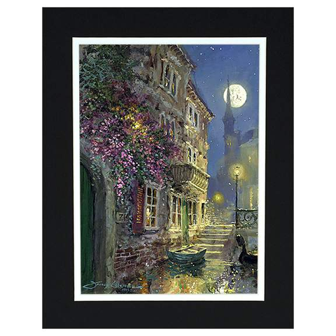 Nighttime On The Canal by James Coleman (matted print)-James Coleman,Matted Prints,No Frame