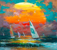 Sailing Into The Sunset by James Coleman (metal print)-James Coleman,metal prints,new,No Frame