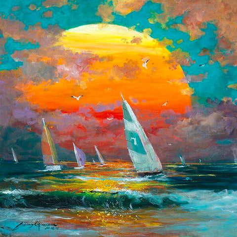 Sailing Into The Sunset by James Coleman (metal print)-James Coleman,metal prints,new,No Frame